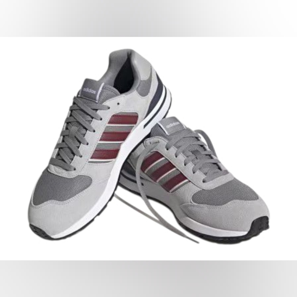 Mens Adidas Run 80s Retro Sneakers Size 7 BNIB Grey Maroon & Blue